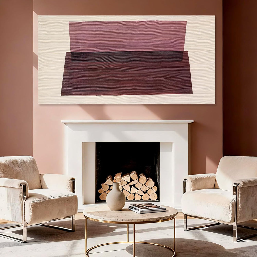 YETHEN WAL Burgundy Abstract Wall Decor Large Hand-Painted Textured Canvas Ar...