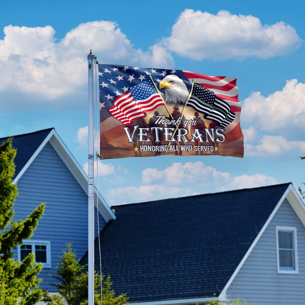 FLAGWIX Thank You Veterans Army Flag, 3 x 5 ft Polyester Grommet Flag