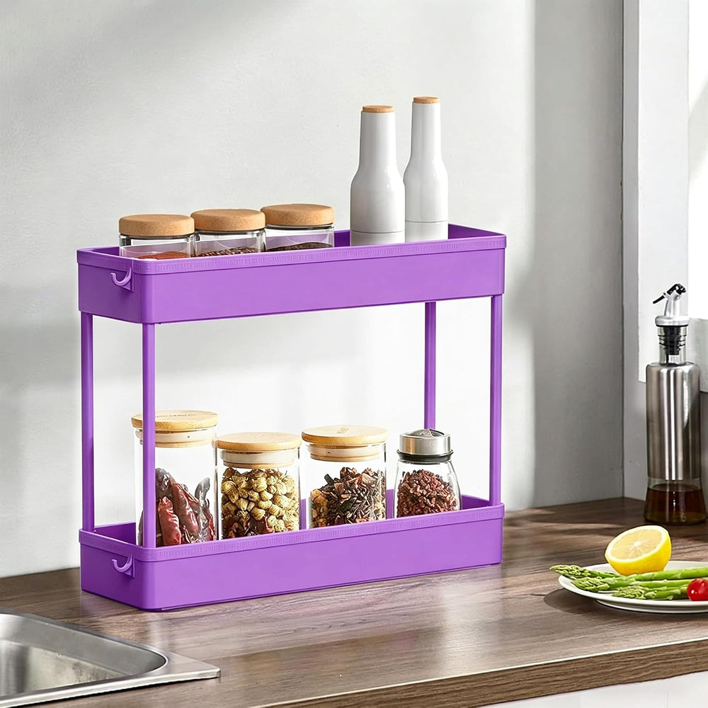 SPACELEAD 2-piece Set Slim Storage Cart 3 Tier,Bathroom Organizer Rolling Uti...