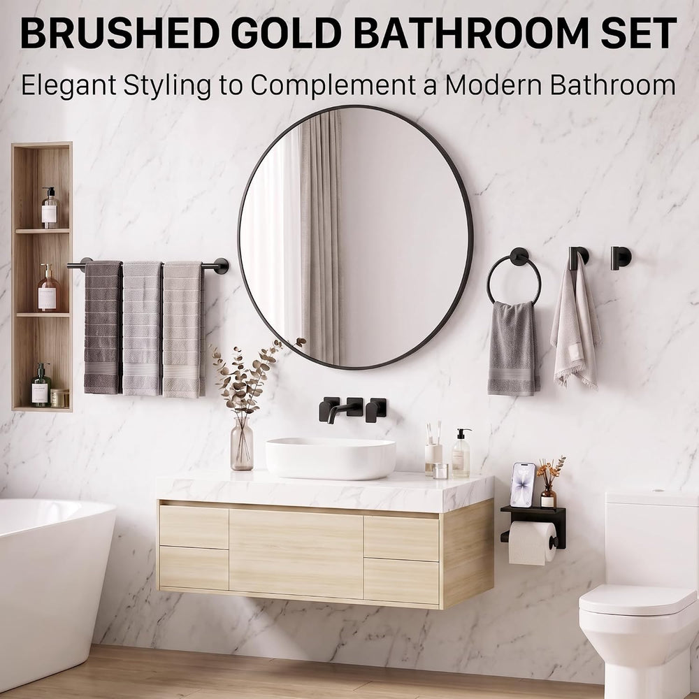 5-Piece 23.6 Inch Matte Black Bathroom Hardware Accessories Set