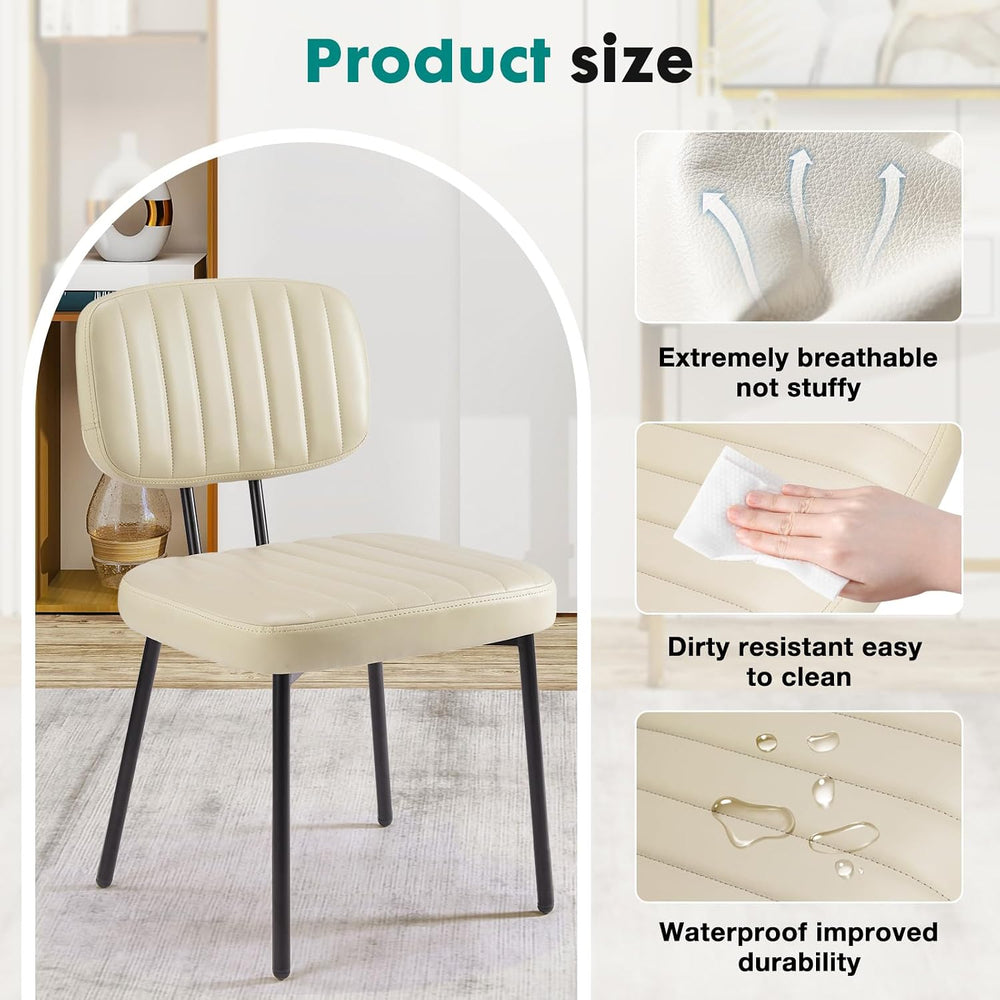 OLIXIS Dining Chairs Set of 2, Upholstered Kitchen Chairs, Beige White