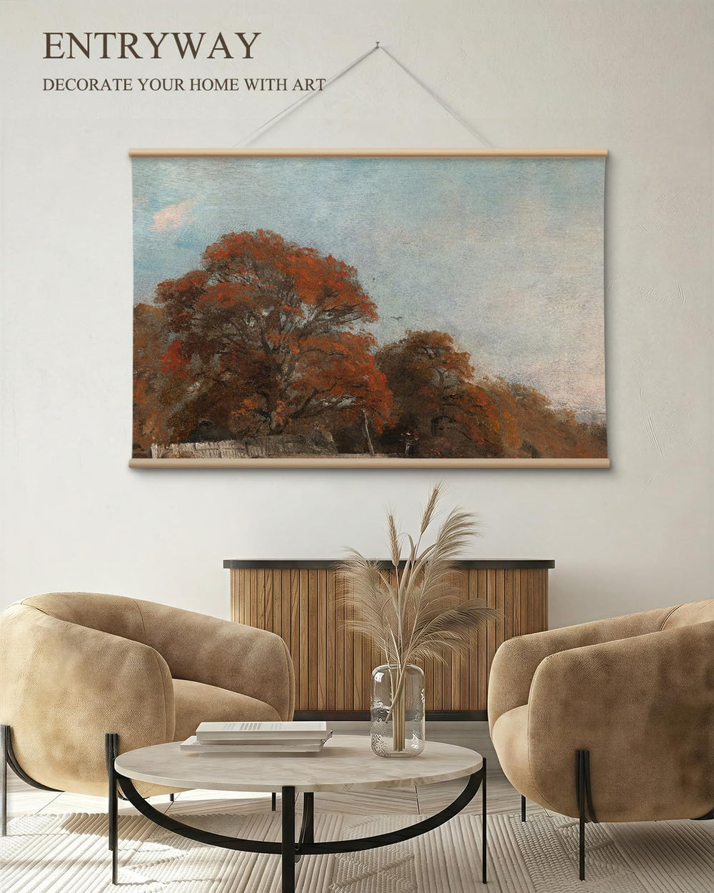 VIYYIEA Extra Large Fall Wall Art, Vintage Landscape Canvas, 36x54