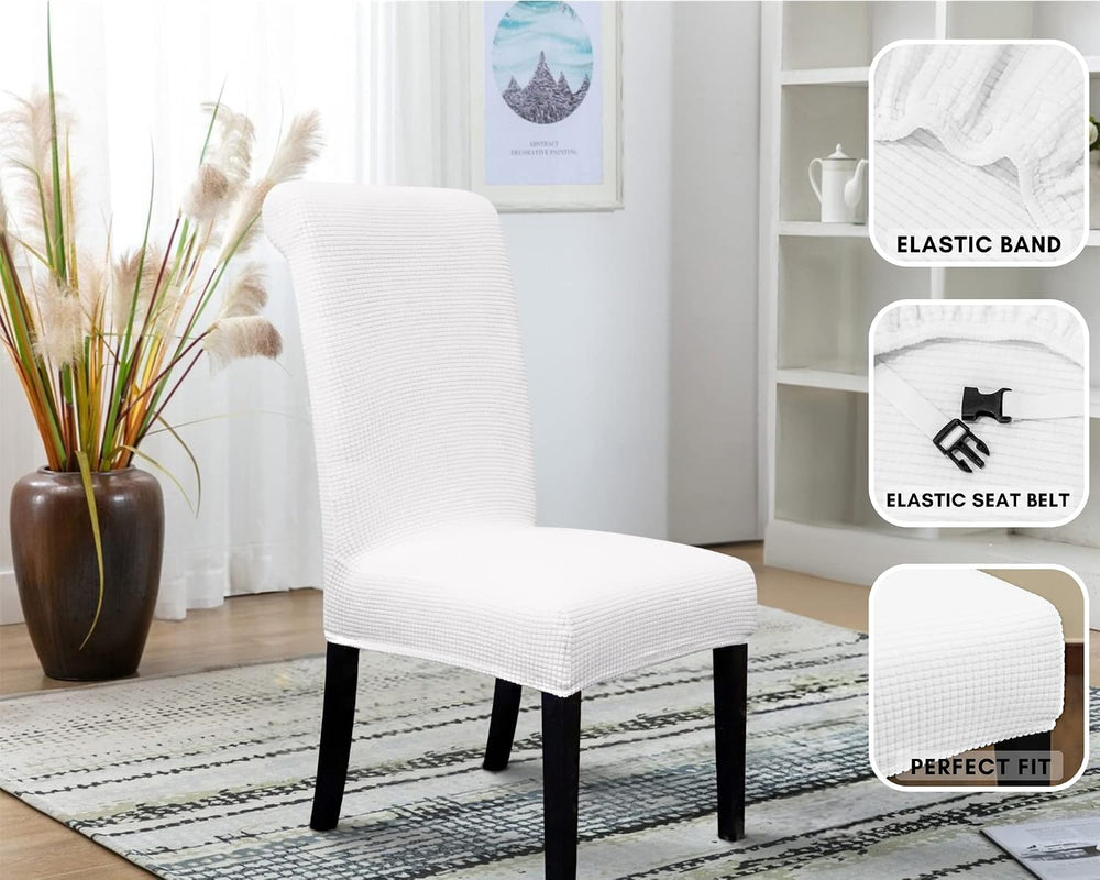 SPRINGRICO 4 Pack Dining Room Chair Covers with seat Belt, Stretch Parsons Ch...