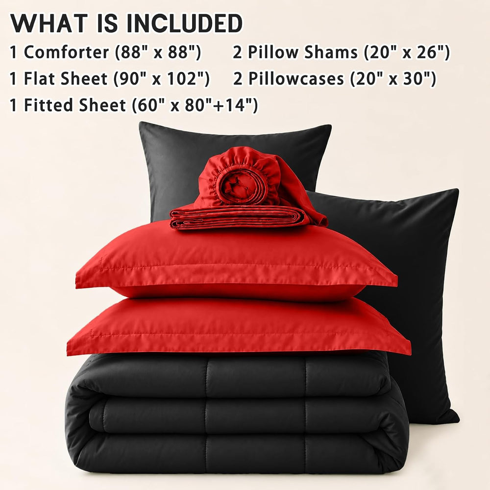 Anluoer Queen Comforter Set 7 Piece, Soft Bed in a Bag Queen Bedding Sets