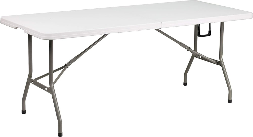 Flash Furniture 6-Foot Bi-Fold Granite White Plastic Folding Table