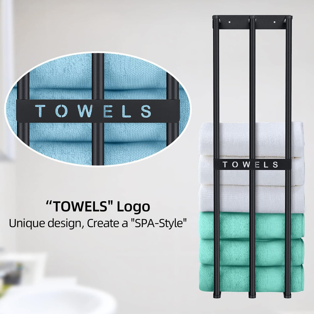 Bethom Towel Racks for Bathroom, Towel Storage Holder Space Saving, Black