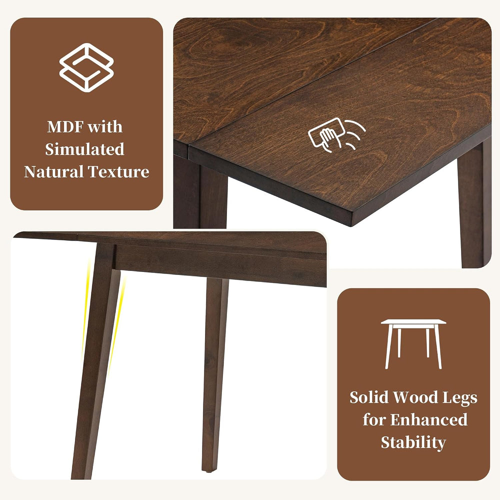P PURLOVE 3 Piece Kitchen Dining Set, Wood Dining Table Set, Brown+Beige