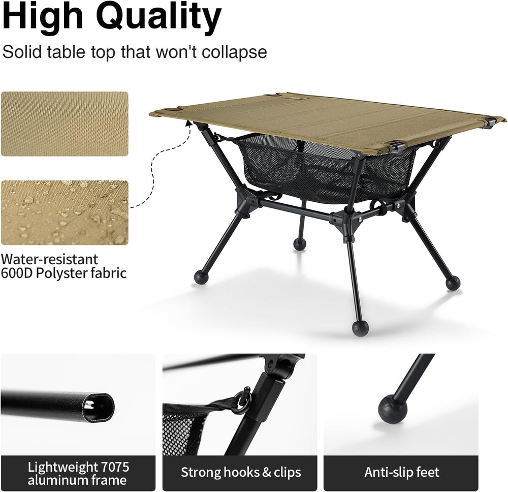 ONETIGRIS Dipper Camping Table, Lightweight Portable Table with Storage Net