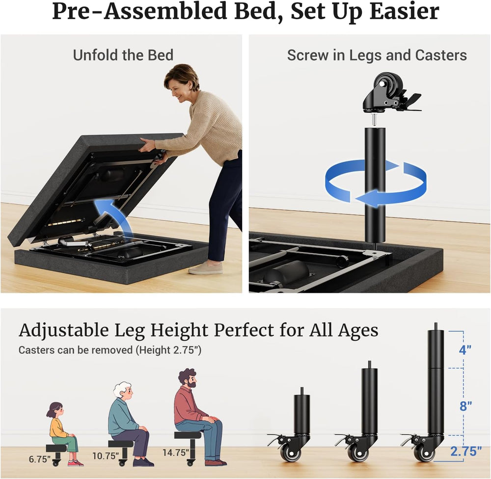 Tami Tami T500 Twin XL Adjustable Bed Frame, Adjustable Base with Head&Fo...