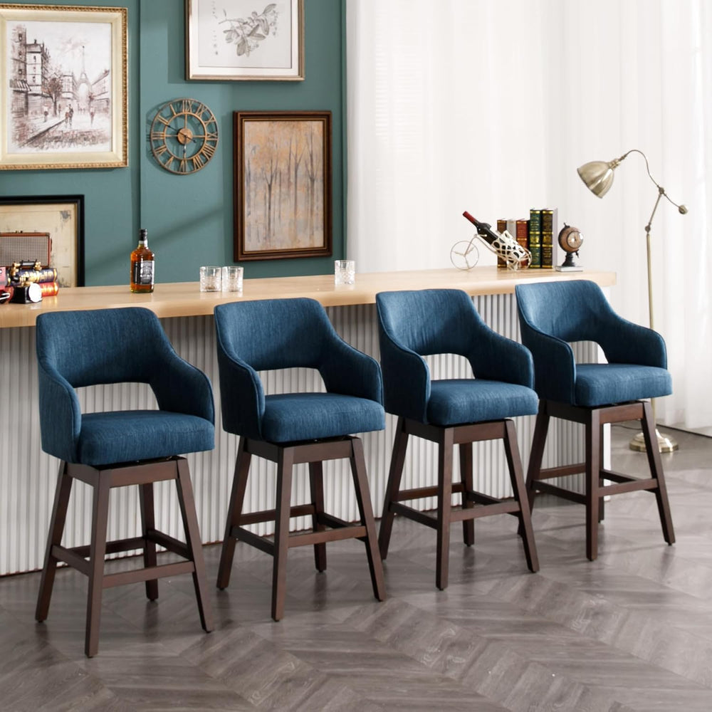 Farmhouse Bar Stools Set of 4, 27" Counter Height Barstools 360°Swivel B...