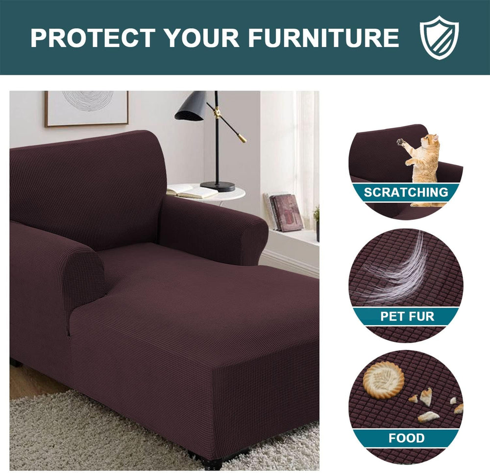 FantasDecor Chaise Lounge Cover Stretch Chair Lattice Slipcover with Armrests...