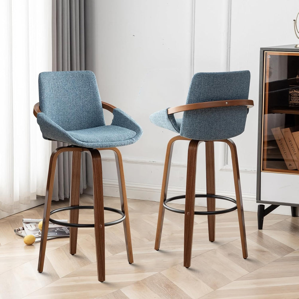 LUNLING 29.5" Bar Height Bar Stools Set of 2,Mid Century Modern Retro Ba...