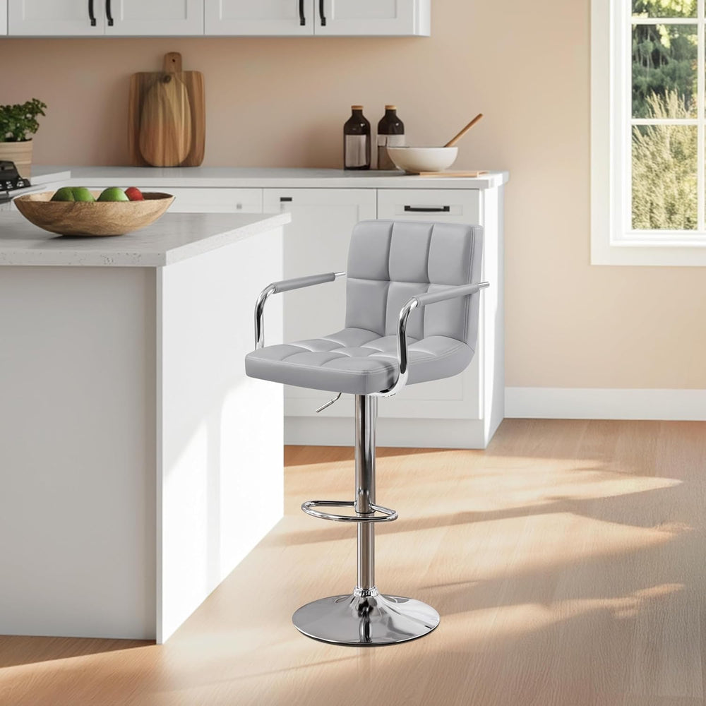 Yaheetech Bar Stools Set of 3 with Backs, Height Adjustable, Light Gray