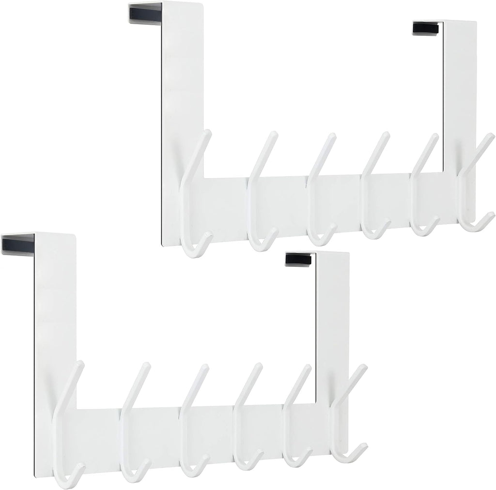 WEBI Over The Door Hook White,Over The Door Towel Rack,Door Hanger,Door Coat Towel Hanger,Door Coat Rack for Hanging Clothes,Jacket,Back of Bathroom,2 Packs