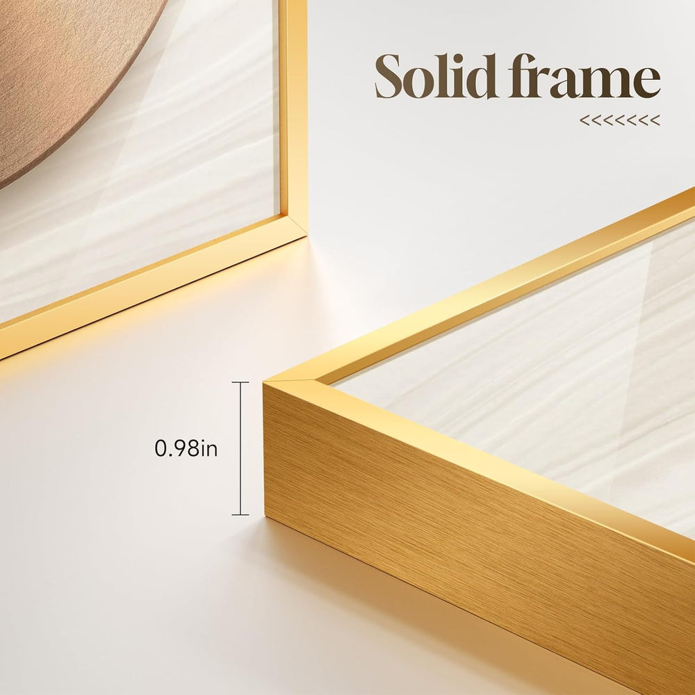 Large Framed Modern Luxury Gold Wall Art for Living Room, 3 Piece 24x36 In