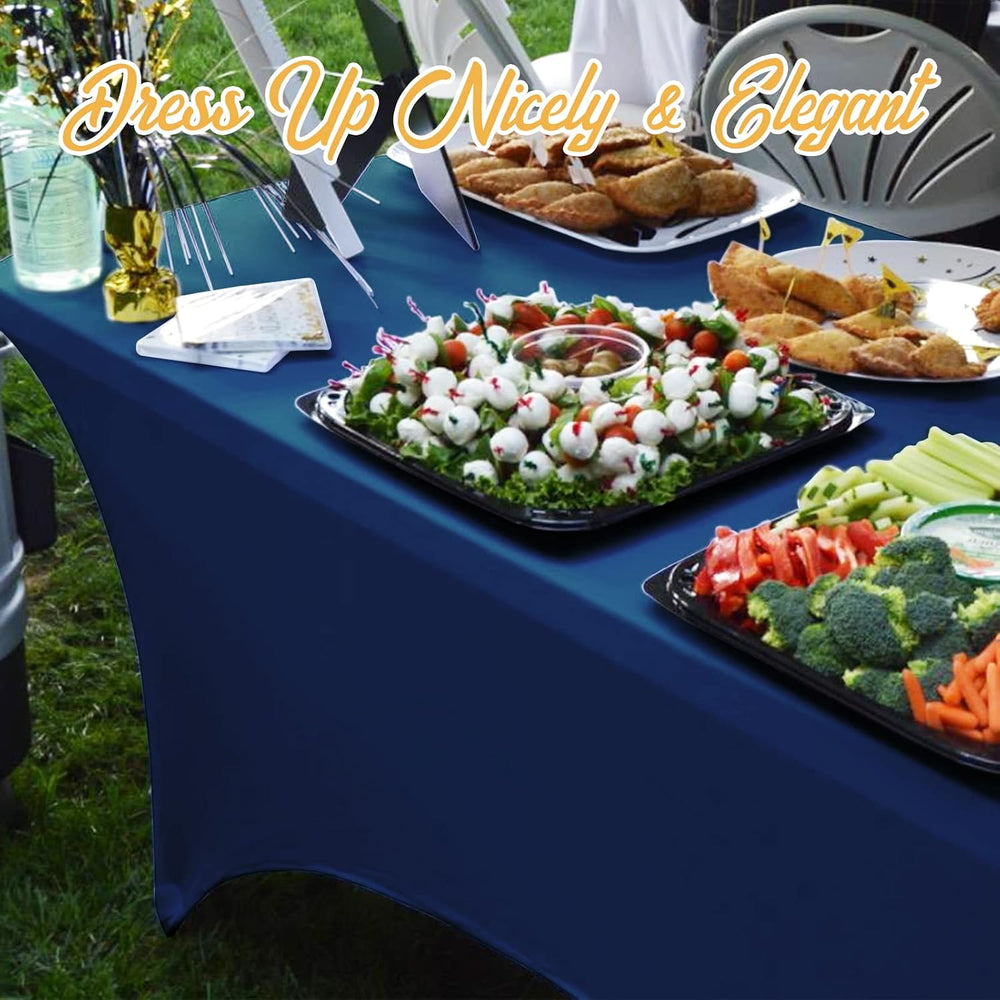 BRILLMAX 6 Pack Navy Blue Spandex Table Covers for 6ft Rectangle Tables