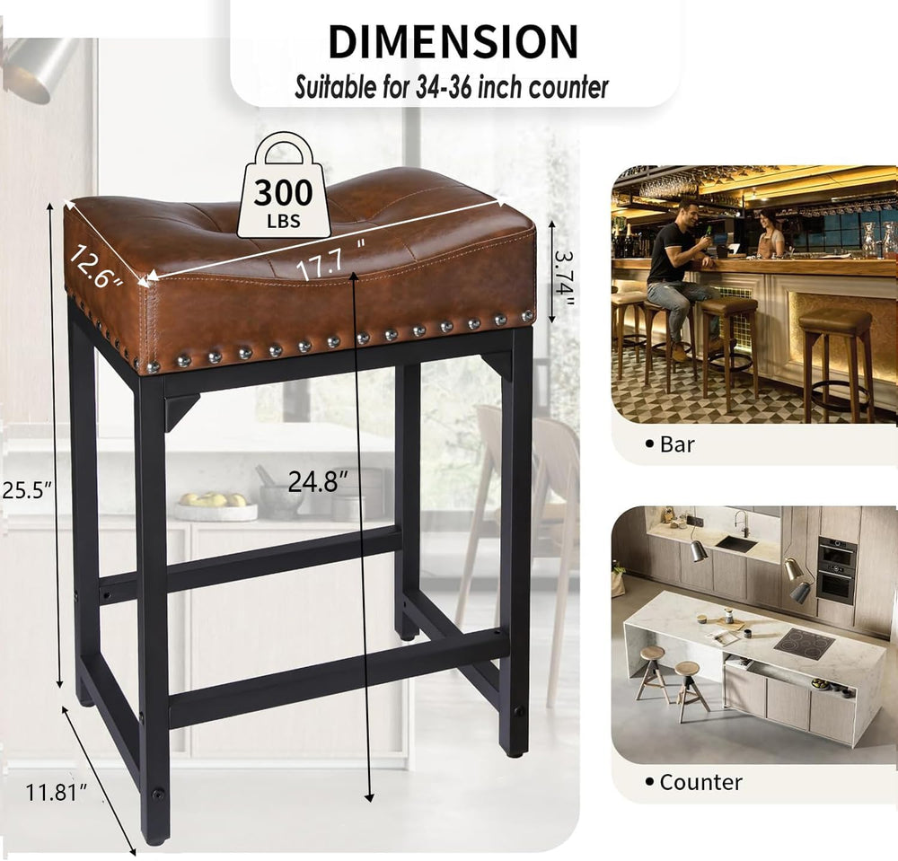 Bar Stools Set of 2, Counter Height Bar Stools for Kitchen Counter, 24 Inch S...