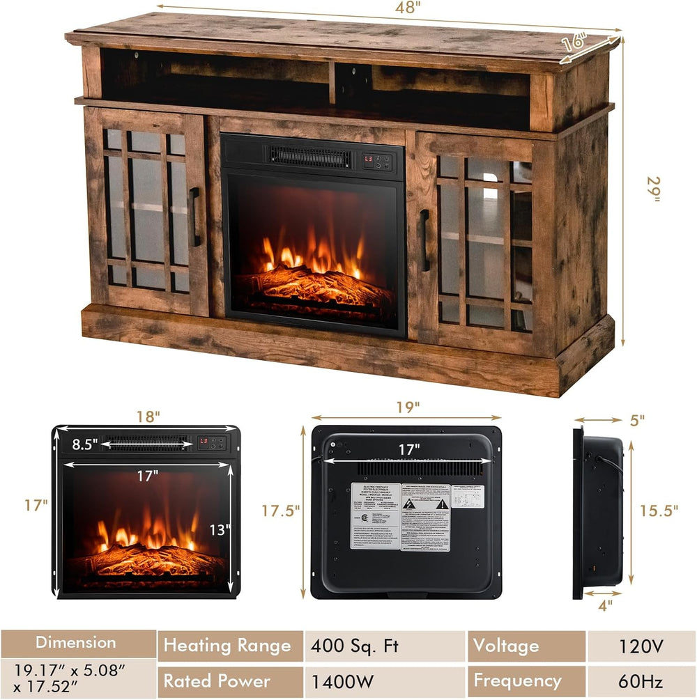 RELAX4LIFE Electric Fireplace TV Stand for TVs up to 55’’, TV Console Table w...
