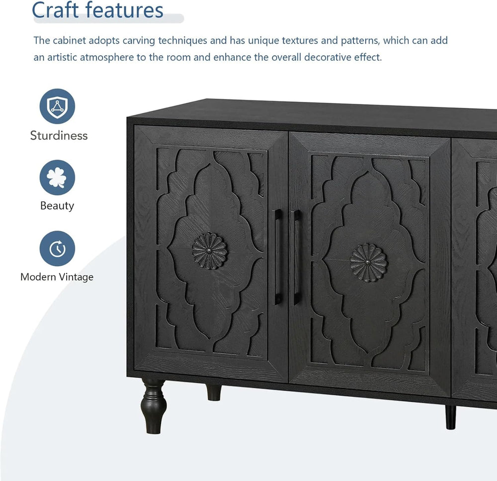 Sideboard Buffet Cabinet, Living Dining Room Accent Cabinet Black