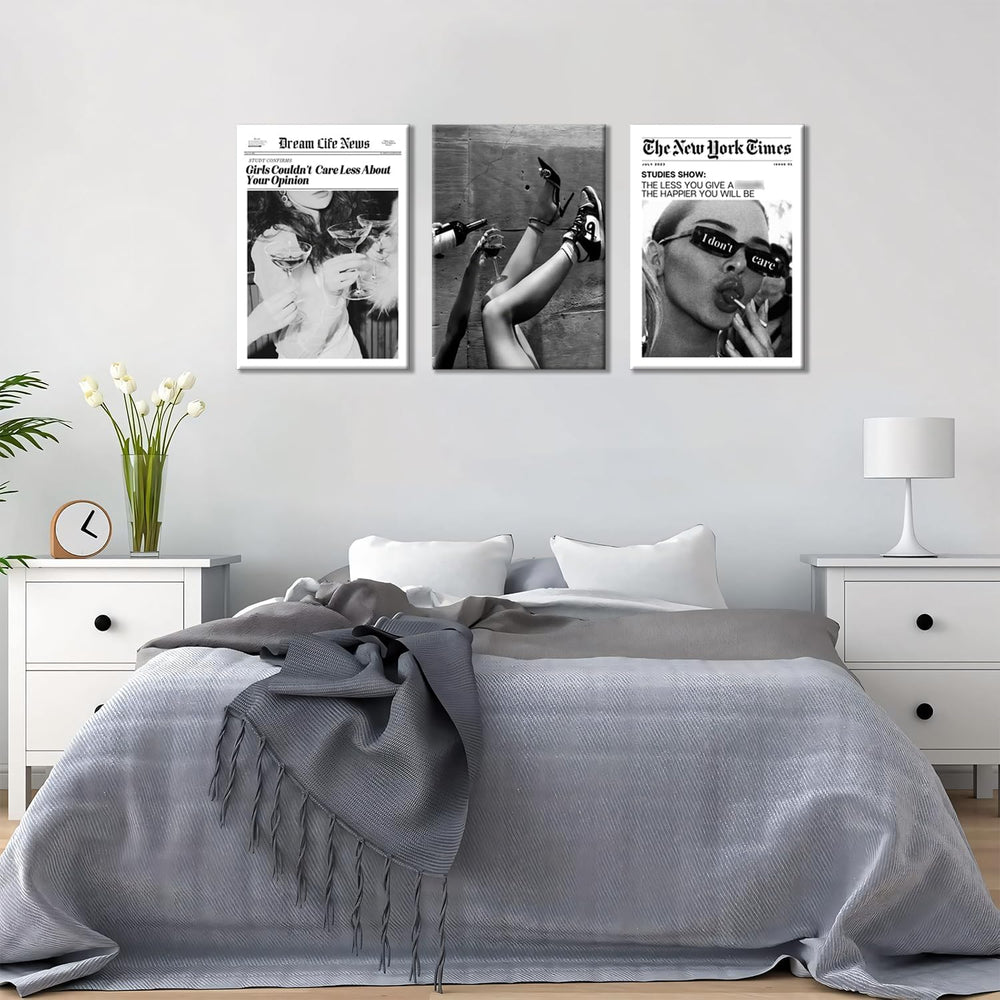 Trendy The New York Times Wall Art 12x16in Framed, Black and White Elegant Ur...