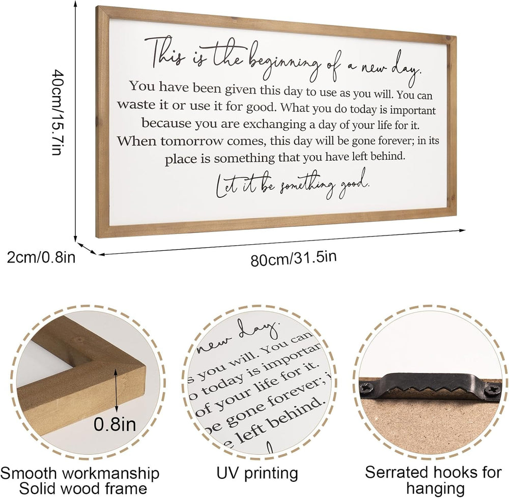 flangairy Motivational Wall Decor, 31.5x15.7 Inches Large Wooden Quote Wall A...