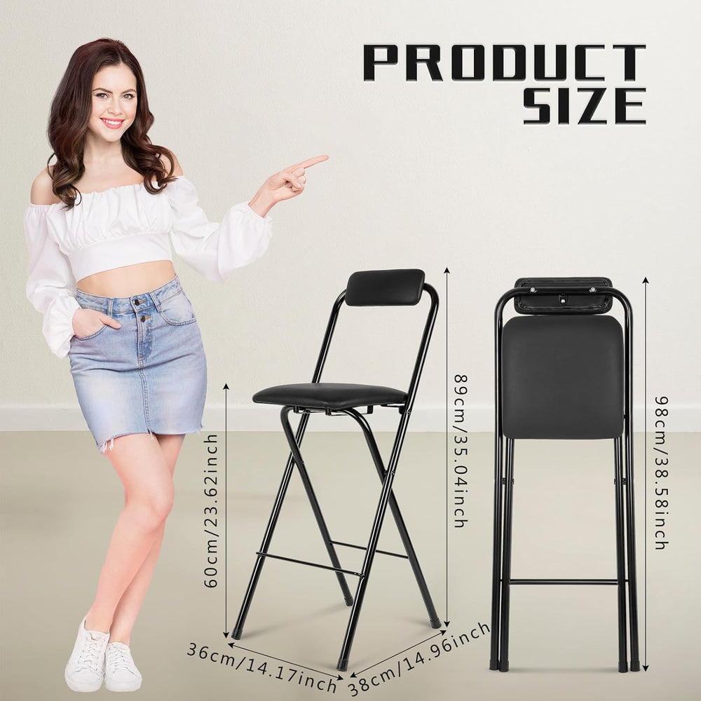 Thyle 1 Pcs Folding Bar Stool with Backrest Counter Height Seat,24 Inch