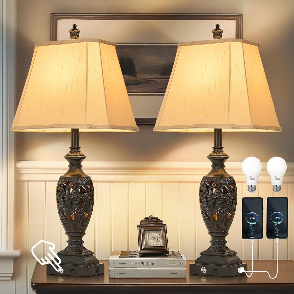 AIDENOEY 29.5" Table Lamp Set of 2 with Nightlight, Separate Touch Switch
