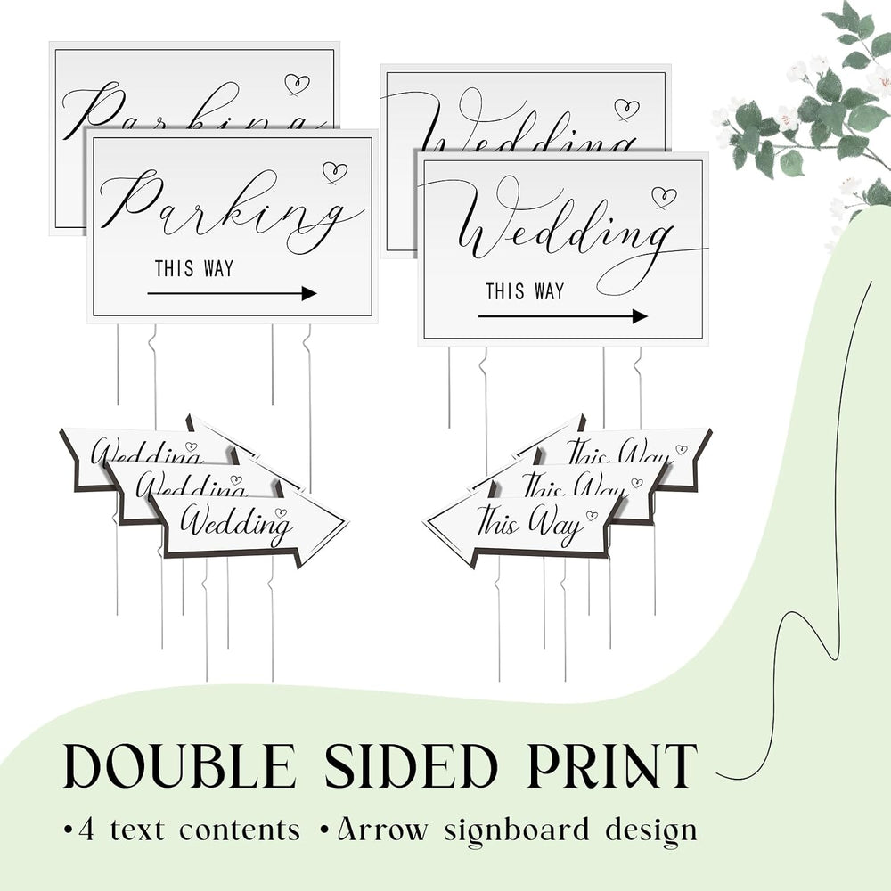 Wenqik 10 Pcs Wedding Directional Parking Signs This Way,White Classic