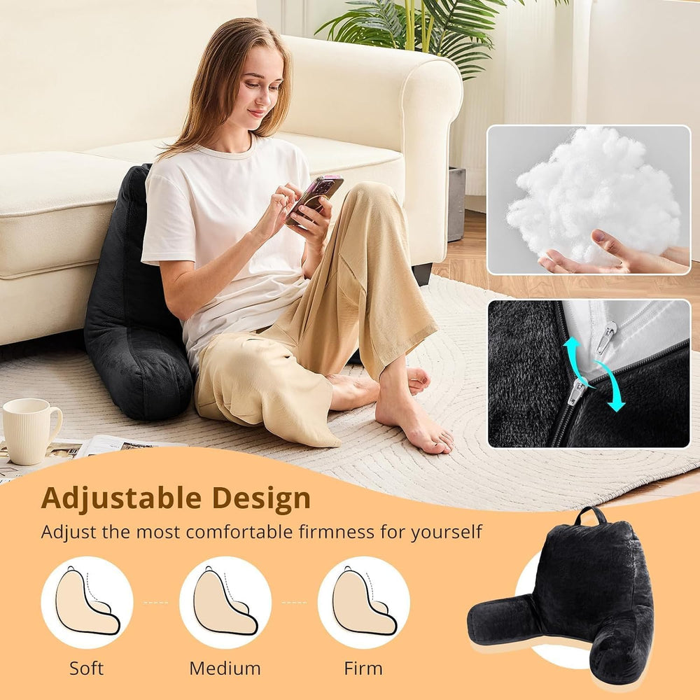 Sasttie Reading Pillow for Bed, Back Pillow for Sitting Up, Black