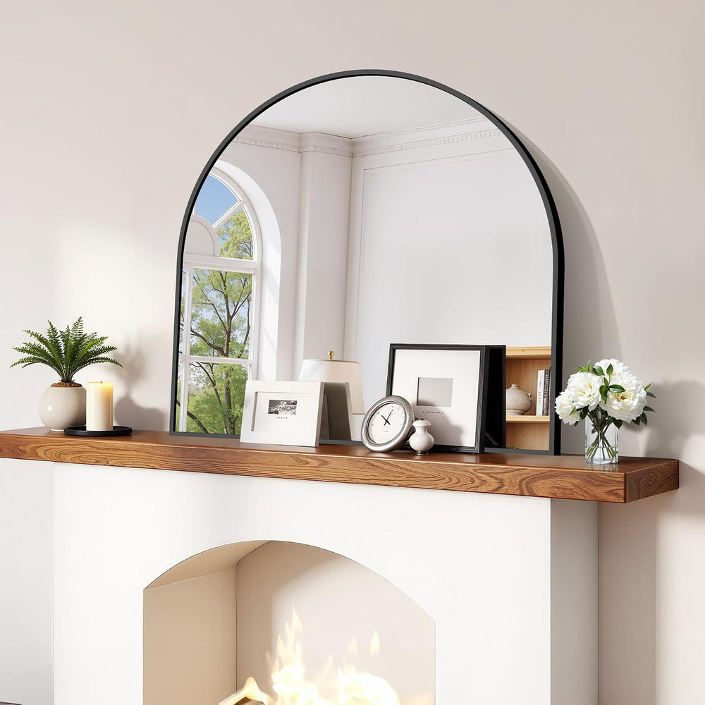 CIRCUMI Arched Wall Mirror, 30"x30" Black Arched Mirror for Entrywa...