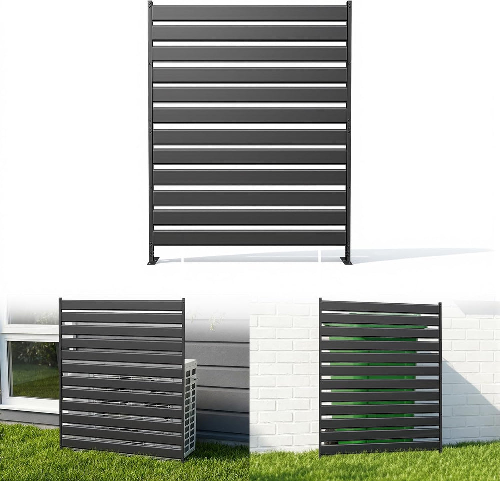 Privacy Fence Screen for AC & Trash, 63" H × 38" W Metal No-Dig...