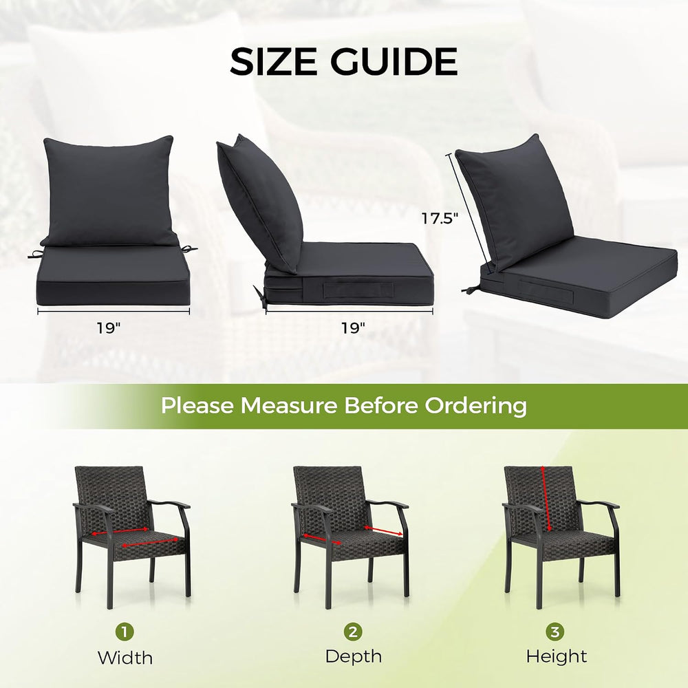 UNIKOME 19"x19"x3" Outdoor Chair Cushions Set - Waterproof Pat...