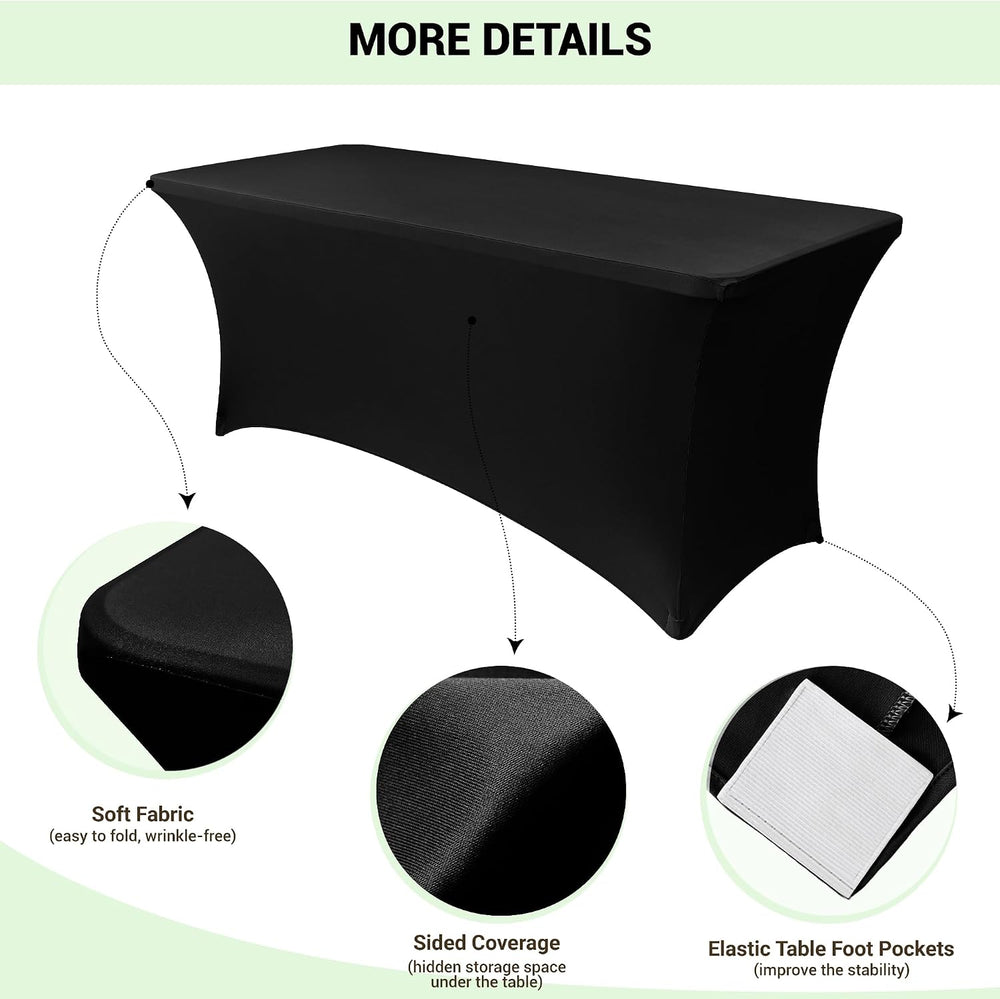 Obstal 6ft Stretch Spandex Table Cover - 4 Pack Universal Rectangular Fitted ...