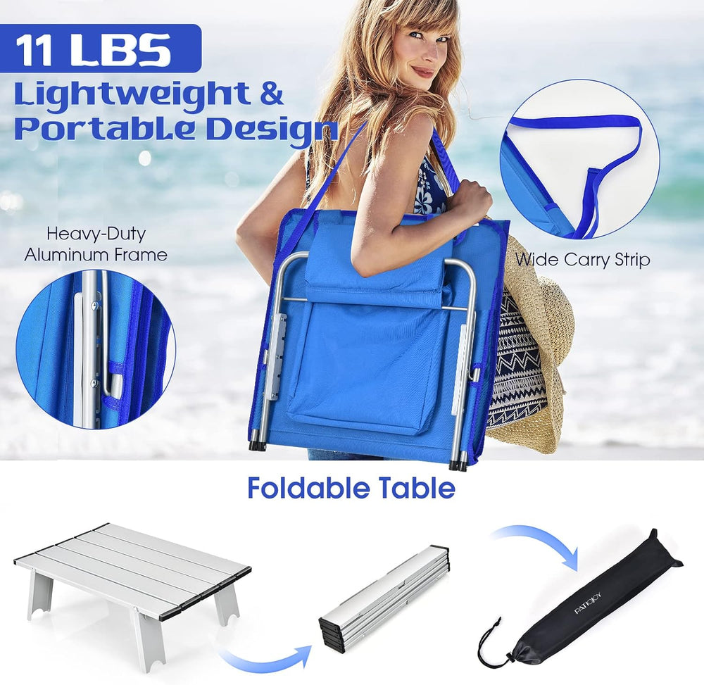 Tangkula 3 Pieces Beach Chairs for Adults, Lightweight Lawn Lounge Chairs wit...