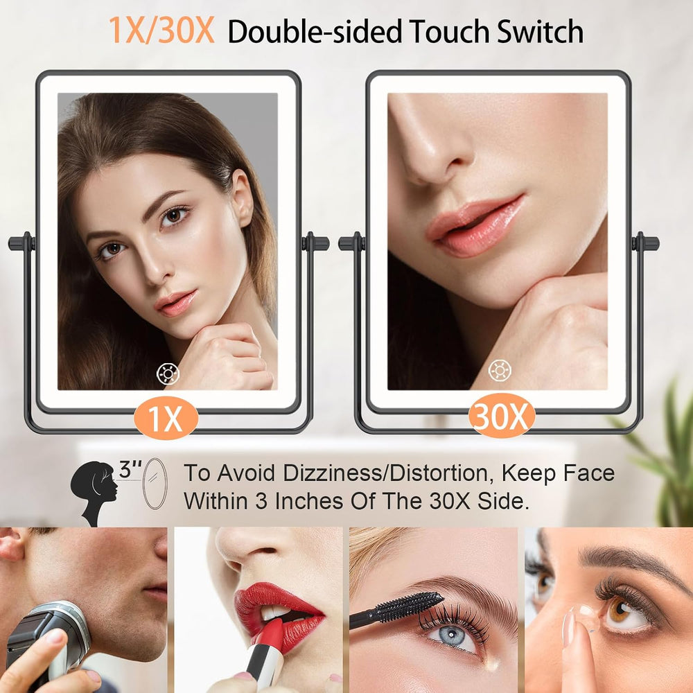 FASCINATE 8.7" 5000mAh Rechargeable Wall Mounted Makeup Mirror (Black)
