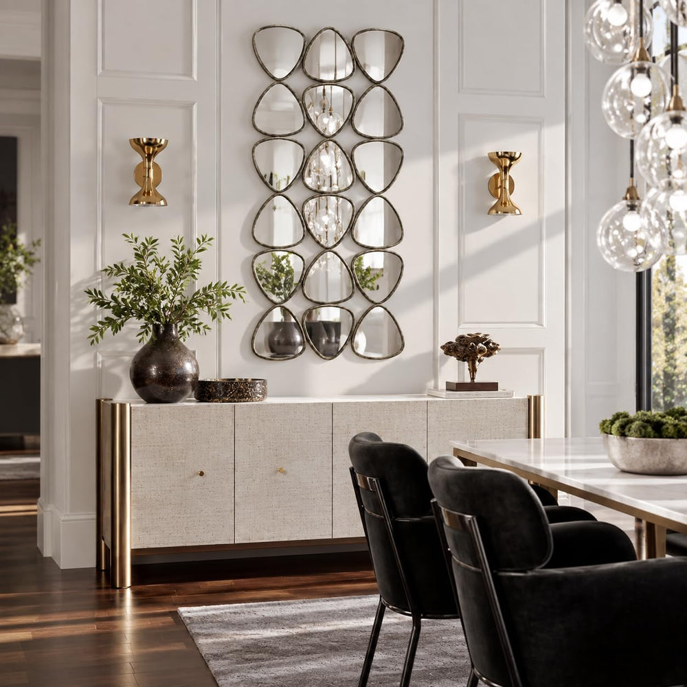 Large Geometric Decorative Wall Mirror, 47.2 x 23.6 in, Silver Foil