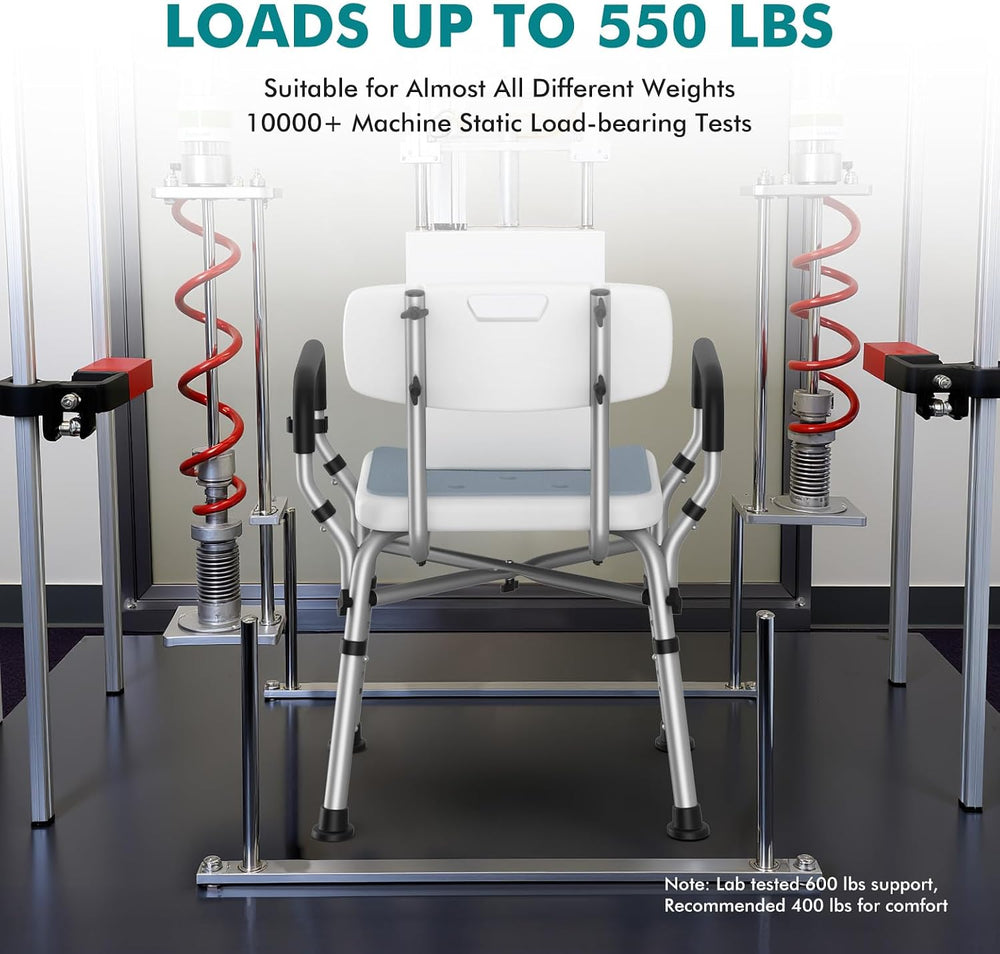 VFAUOSIT Shower Chair with Removable Arms and Back, 550 lb Adjustable Seat