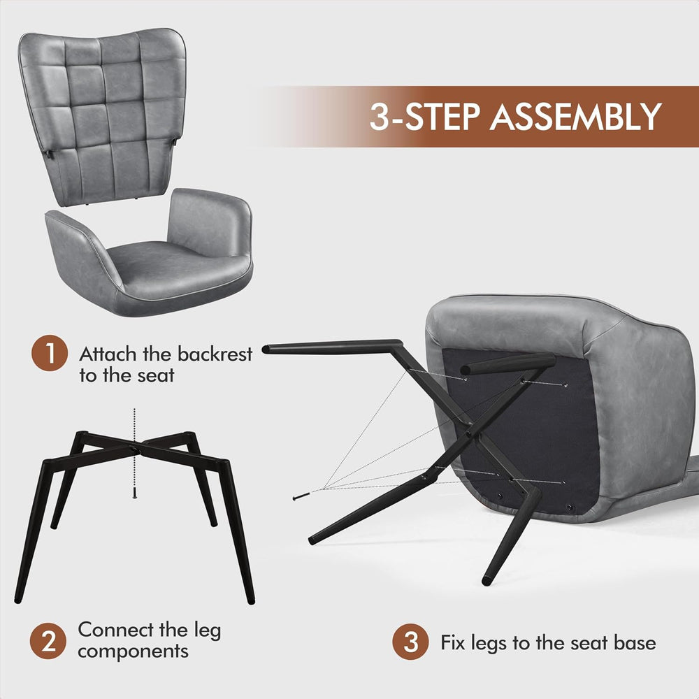 Yaheetech Faux Leather Accent Chair for Living Room Gray
