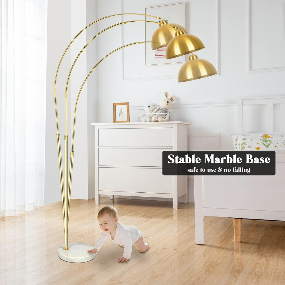 GoBright Gold 73" Arc Floor Lamp, Adjustable Farmhouse Tall Stand Up Light