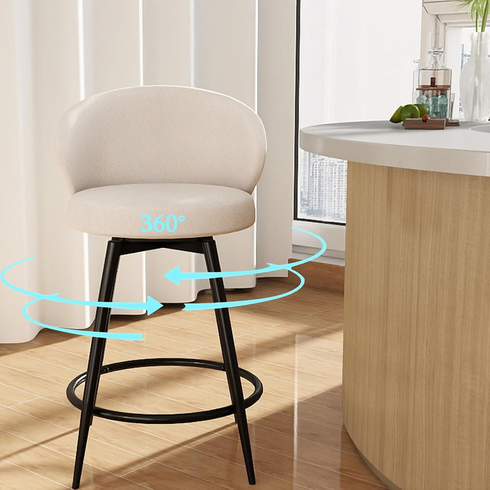 Bar Stools Set of 2, 360° Swivel Breathable Fabric Kitchen Counter Height Sto...