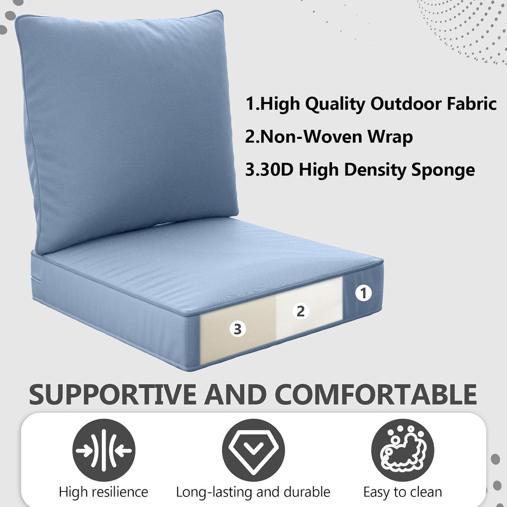 22" x 22" x 6" Outdoor Deep Seat Cushions Set - 6 Set Waterpro...