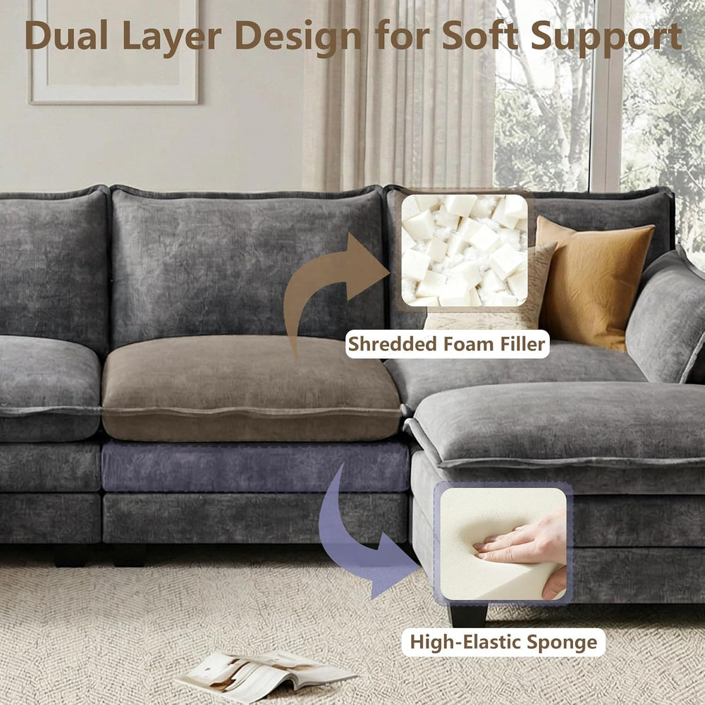 Modular Sectional Couch for Living Room, U Shaped Comfy Sofa