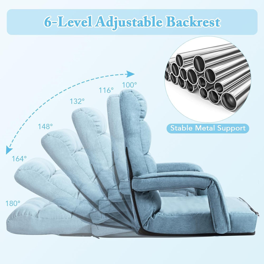 KOMFOTT Foldable Floor Lazy Sofa Chair, Indoor Chaise Lounge Chair with 6 Pos...