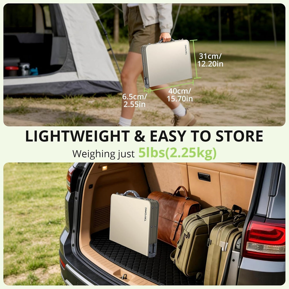 2ft Plastic Folding Camping Table, 3 Adjustable Height Waterproof Small Foldi...
