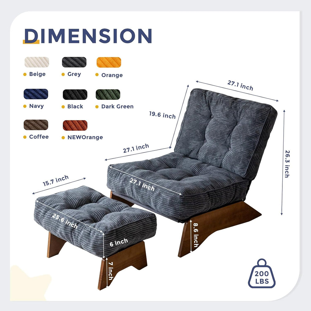 MAXYOYO Accent Chair with Ottoman, Lounge Chair with Adjustable Backrest