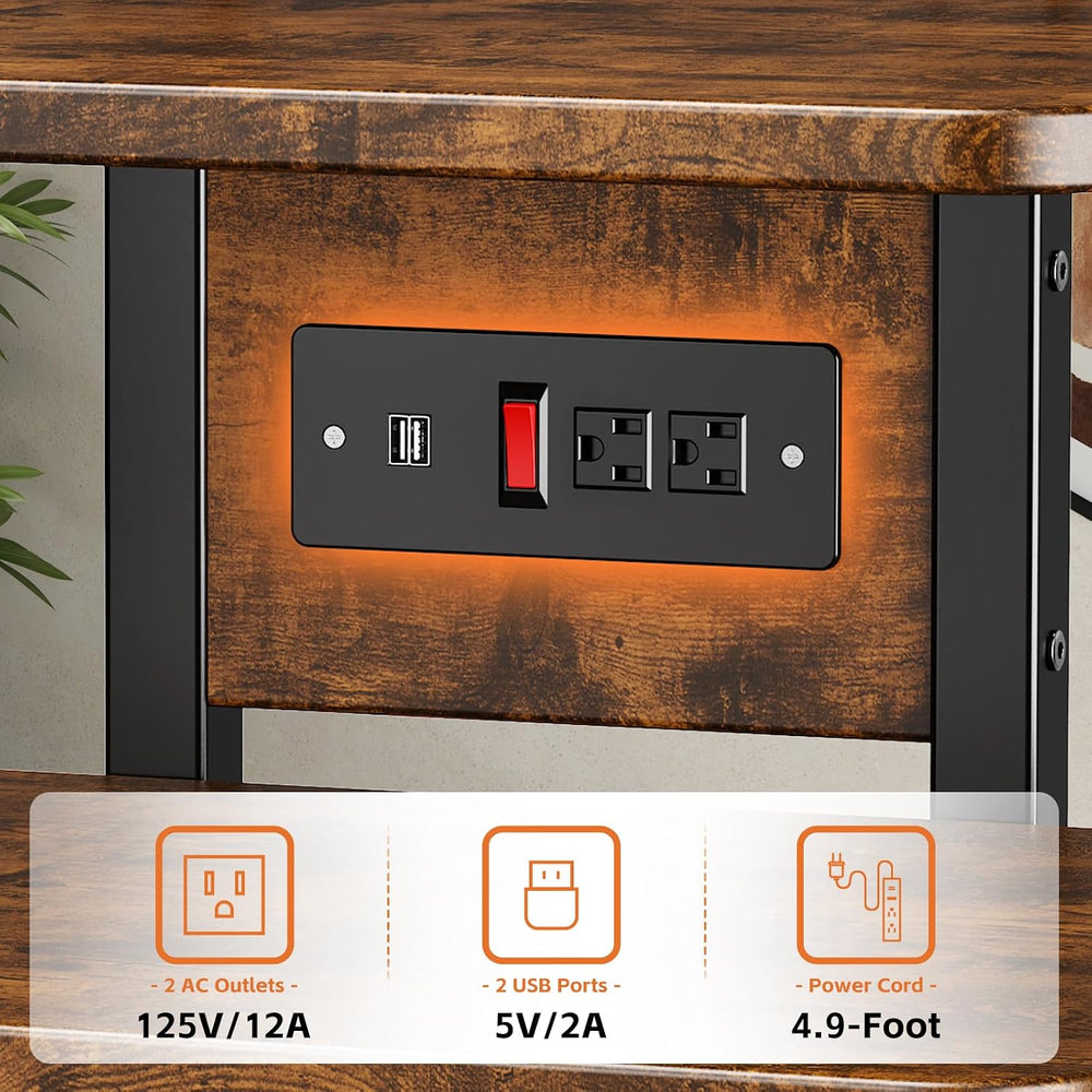CABTE Mobile AV Media Stand with Outlets and 4 Rolling Caster Wheels