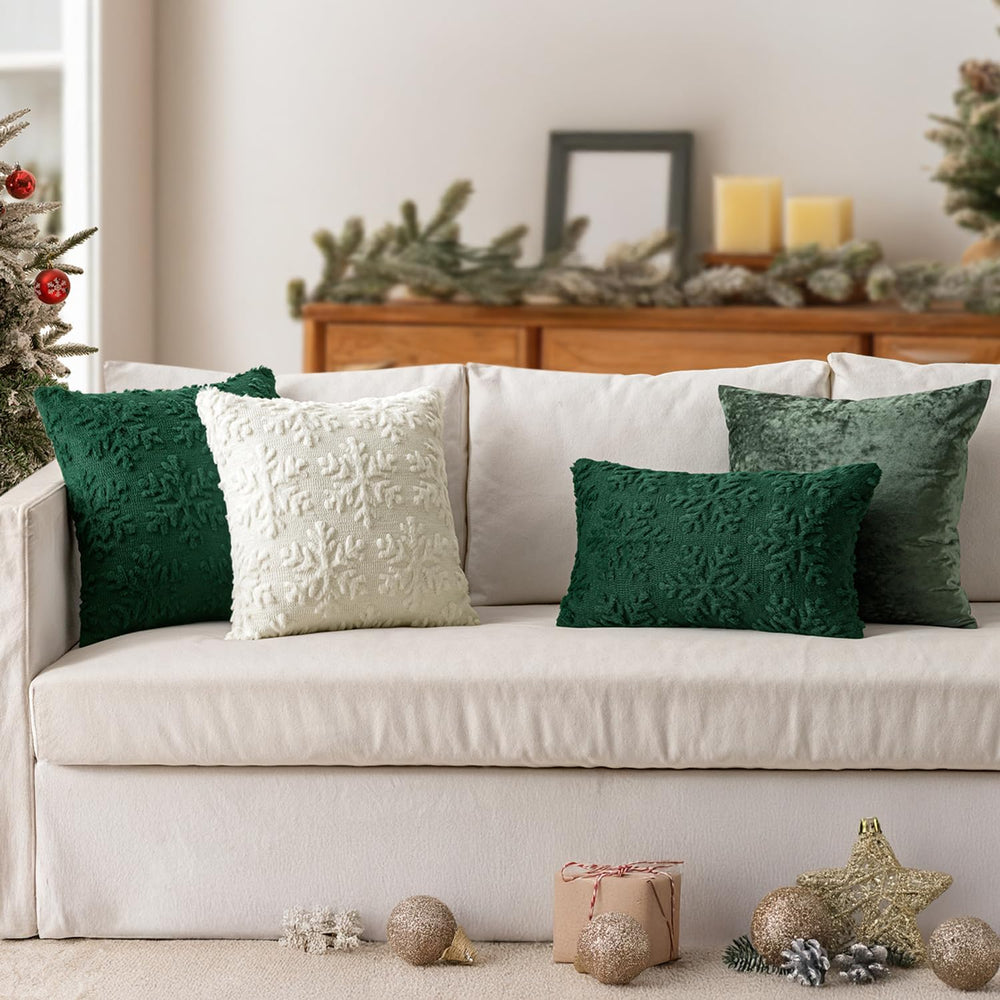 MIULEE Christmas Cream White Throw Pillow Covers Snowflakes Decorative 24×24 ...
