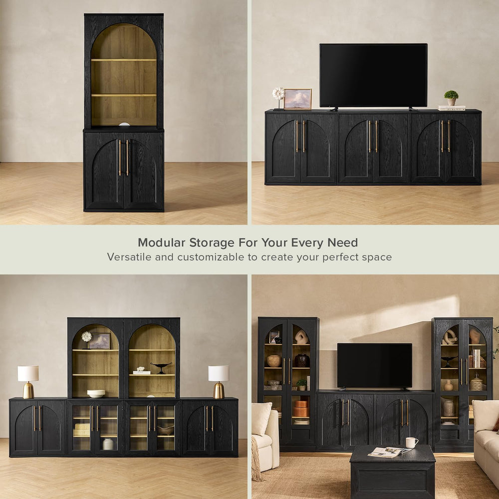 mopio Blake Storage Cabinet, Pantry, Sideboard (Black Oak, Single, Arched)