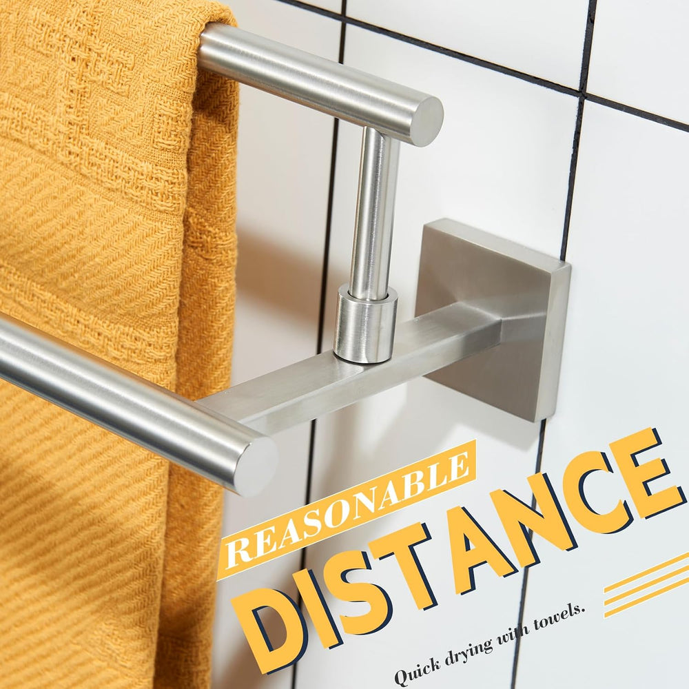KOKOSIRI Bath Towel Holders Brushed Nickel Bathroom Rack 32-Inch Double Towel...