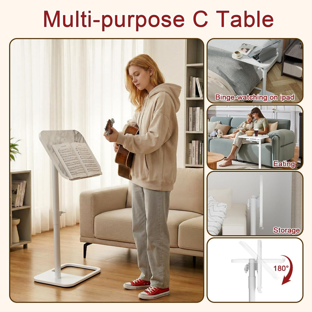 GOYLSER Adjustable Height Sofa C Table, 360° Swivel/180° Flip-Over Panel Side...